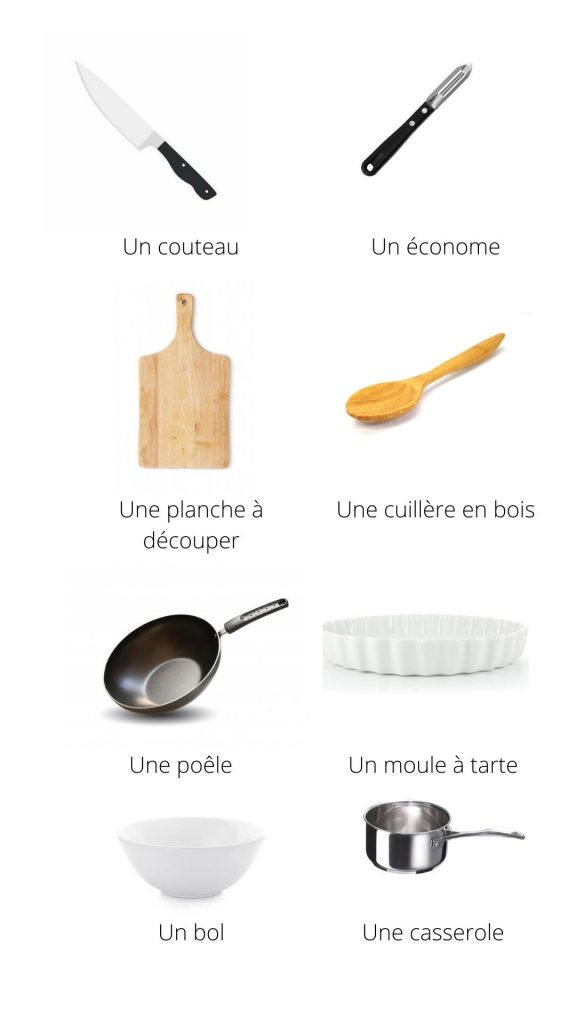 Ustensiles recettes-tarte-courgette-carotte-cumin Récipients pour réaliser une tarte aux légumes d'été